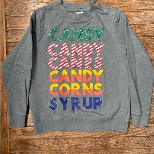 ELF Hanna Andersson Gray Sweatshirt Candy Candy Canes Candy Corns Syrup! Kid’s